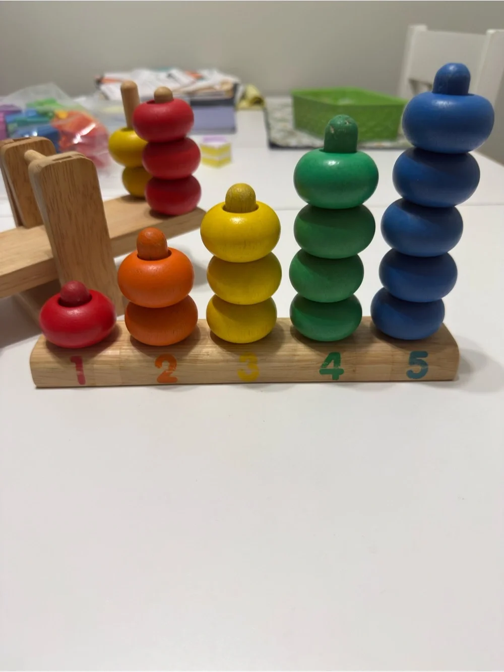 Kaplan Wooden Numbered Stacker Toy - Red Orange Yellow Green Blue